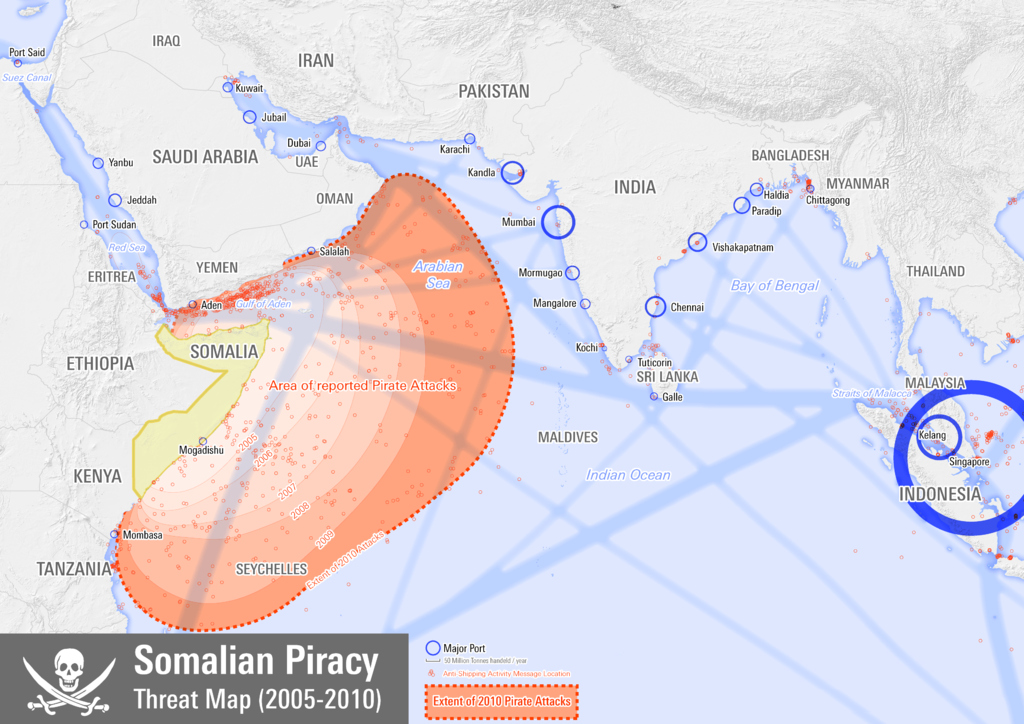 Somalian piracy threat map 2010.