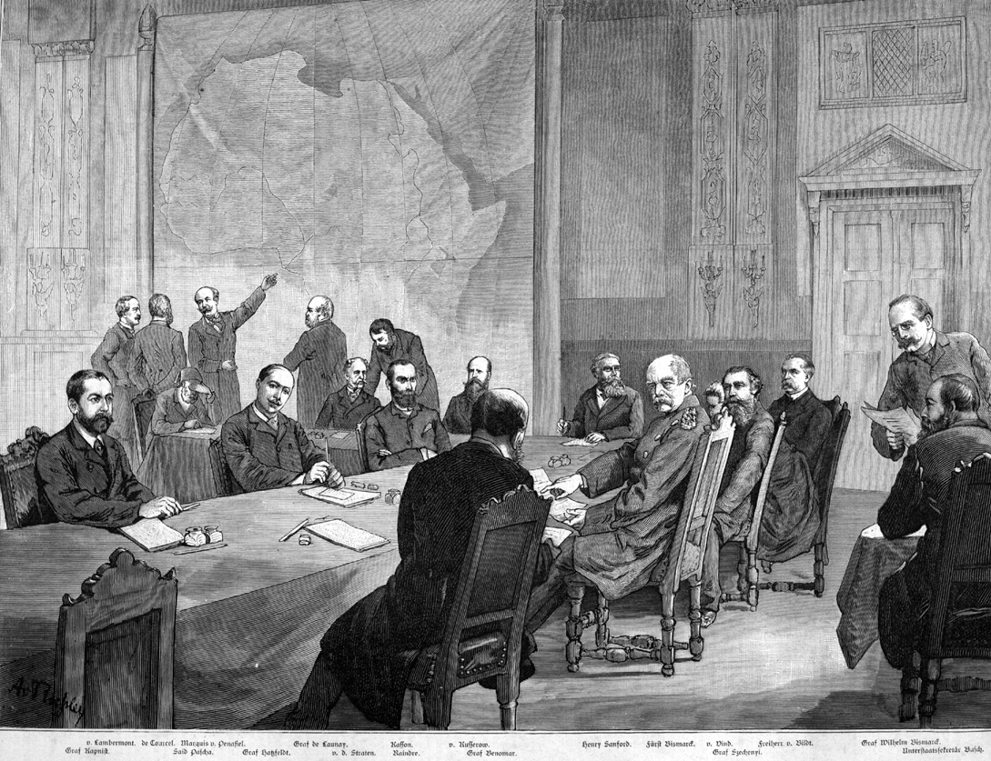 During Berlin Conference of 1884–85, representatives of European powers divided spheres of influence in Africa between themselfs. 